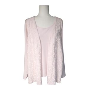 Designers Originals Soft Baby Pink Knit Sweater Faux Cardigan